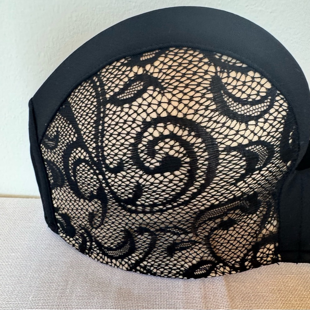 Elegant Black Lace Strapless Bra 30C Fancy Club lingerie Event 0061 - Picture 3 of 12